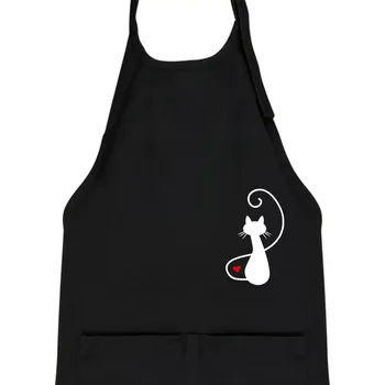 Kuchyňská zástěra Zamilovaná kočka zpředu - Dětská zástěra na vaření - Univerzální velikost ( Černá )