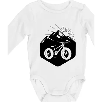 Fatbike hory - Body kojenecké s dlouhým rukávem - Dlouhý r. do 3 měs ( Bílá )