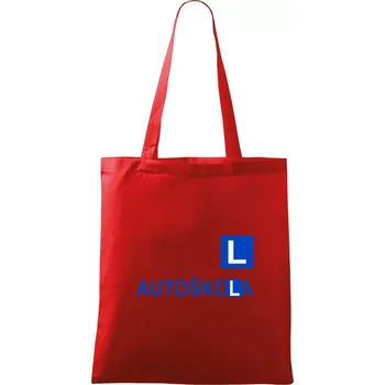 Nákupní taška Autoškola nápis - Taška bavlněná - 42 x 38 cm ( Červená )