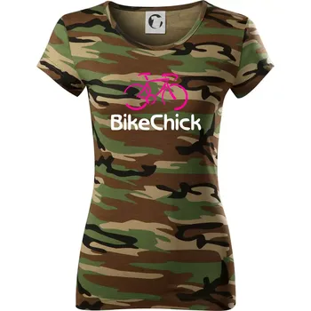 Dámské tričko Bike Chick - Dámské maskáčové triko - M ( Hnědý maskáč )