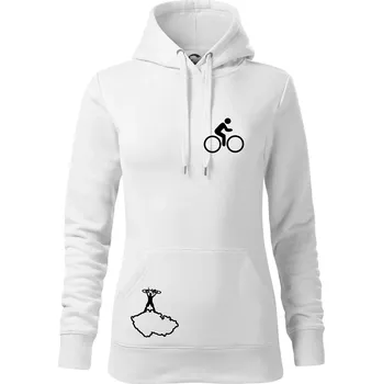 Dámská mikina Mapa ČR + kolo na prsu - Mikina dámská Cape s kapucí - S ( Bílá )