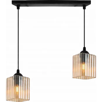 ZÁVĚSNÉ STROPNÍ SVÍTIDLO LUSTR ČERNÝ DVOJITÝ SKLENĚNÝ MEDOVÝ GLAMOUR E27