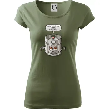 Dámské tričko Opuštěné štěně - sud (Hana-creative) - Dámské triko Pure - 3XL ( Khaki )