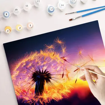 Malování podle čísel Pampeliška na konci léta mix barev