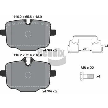 Brzdová destička Sada brzdových destiček, kotoučová brzda BENDIX Braking BPD1467