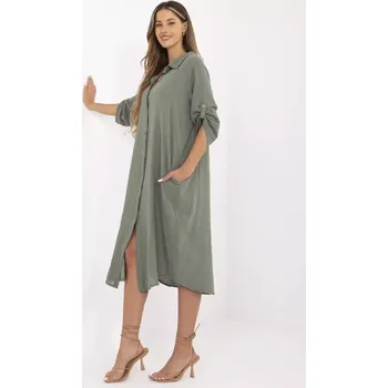 Dámské oblečení TW SK BI 24135.81 khaki šaty jedna velikost