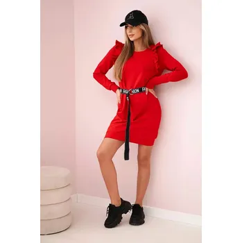 Dámské šaty Dámské šaty s volánky a páskem červený UNI