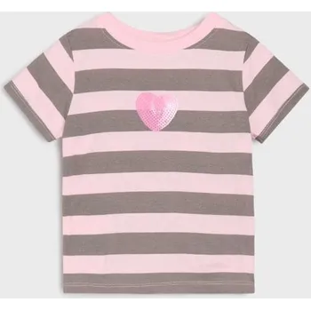 Dívčí tričko Sinsay - Pruhované tričko - pastelová růžová - 814DY-03X - 814DY-03X-80