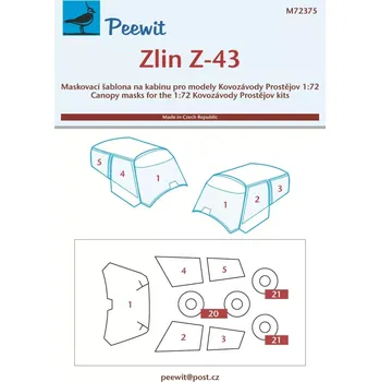 Plastikový model Peewit 1/72 Canopy mask Zlin Z-43 (KP)