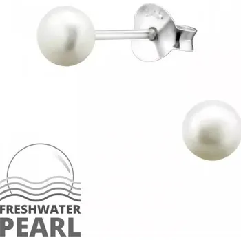 Náušnice Stříbrné náušnice se sladkovodní perlou 4 mm Ag 925/1000