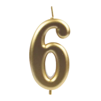 Jedlá dekorace na dort Alvarak Číselná svíčka zlatá 6