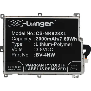 Baterie pro mobilní telefon Baterie Cameron Sino CS-NK928XL, Li-Polymer, 2000