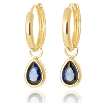 Náušnice Náušnice ze žlutého zlata kroužky s modrými zirkony JMG0269BGE00 + DÁREK ZDARMA