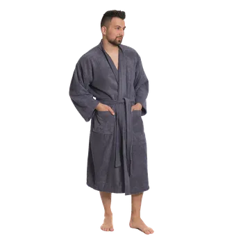 Pánský župan Pánský bavlněný župan Kimono, Tmavě šedá L