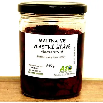 Potravina ASO - Zdravý život Malina ve vlastní šťávě nedoslazovaná 350g