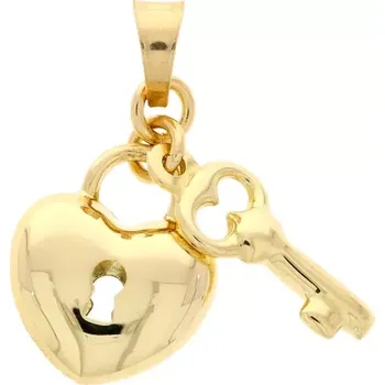 Přívěsek Zlatý přívěsek visací zámek srdce s klíčem