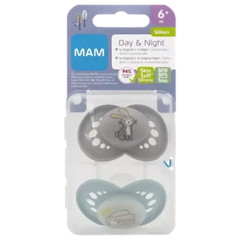 dudlíky MAM Dudlík Day & Night modrý, 6m+, různé druhy 2 ks