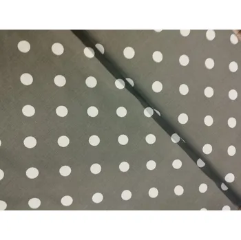Bavlněná česká látka šíře 150cm - bílý puntík 17mm na tm. šedé (50cm)