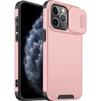 Pouzdro na mobilní telefon Matný kryt s posuvnou krytkou kamery pro iPhone 11 Pro Max - růžový