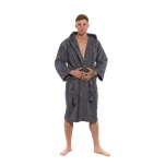 Pánský bavlněný župan s kapucí, Tmavě šedá M
