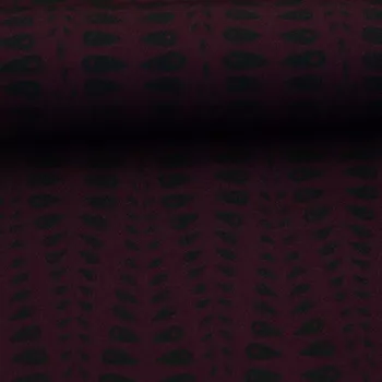 Viskoza Černý vzor na vínové (E) (Kvalitní viskoza z Německa)