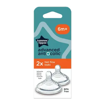Tommee Tippee Savička Na Lahev ADVANCED ANTI-COLIC Rychlý Průtok 6m+, 2 ks
