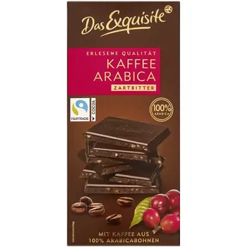 Čokoláda Das Exquisite Hořká čokoláda s kávovými zrnky Arabica 100 g