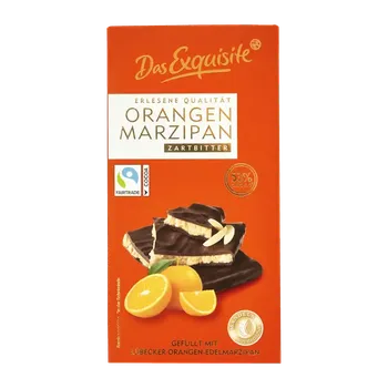 Čokoláda Das Exquisite Hořká čokoláda s pomerančovým marcipánem 140 g