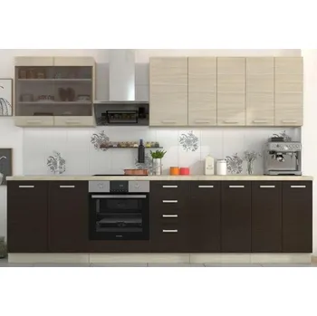 Kuchyňská linka Kuchyňská linka CHAMONIX, Sestava M 300 cm, v barevném provedeni dub ferrara/ legno tmavé