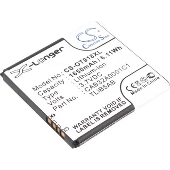 Baterie pro mobilní telefon Baterie Cameron Sino CS-OT918XL, Li-Ion, 1650