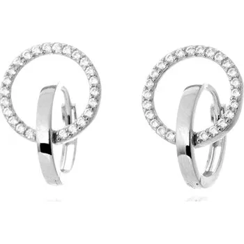 Náušnice Dámské náušnice z bílého zlata kolečka se zirkony JMG0027WSE02 + DÁREK ZDARMA