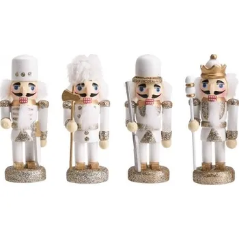 Vánoce Set závěsných louskáčků v bílo-zlaté barvě 4 ks 9 cm