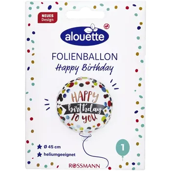 Balónek alouette Fóliový balonek Happy birthday Ø 45 cm, různé druhy