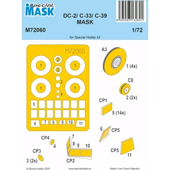 Plastikový model Special hobby 1/72 Mask for DC-2 / C-33 / C-39 (SP.HOBBY)