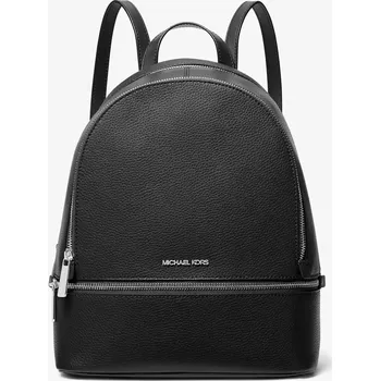 Městský batoh MICHAEL KORS dámský kožený batoh Rhea černý se stříbrný logem