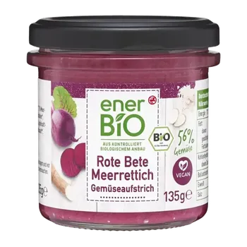Rostlinná pomazánka enerBiO - BIO pomazánka s červenou řepou a křenem - 135 g