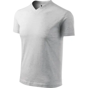 MALFINI V-NECK 102 unisex tričko Barva: světle šedý melír, Velikost: 3XL