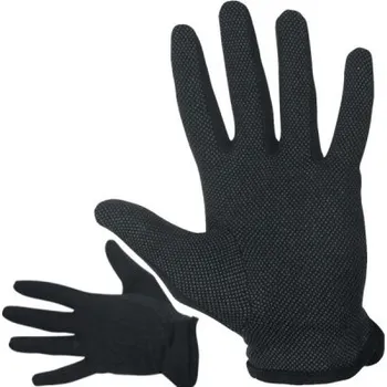 Pracovní rukavice Rukavice pracovní BUSTARD BLACK (vel. 6) povrstvené, černý bavl. úplet, bez manžety, dlaň s PVC terčíky