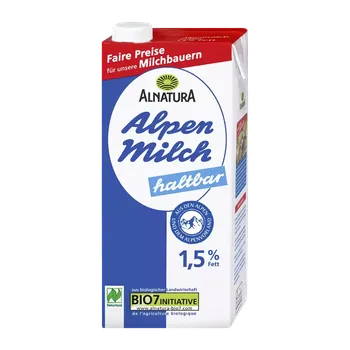 Mléko Alnatura BIO Trvanlivé alpské mléko 1,5 % tuku 1 l