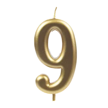 Dortová svíčka Alvarak Číselná svíčka zlatá 9