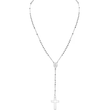 Náhrdelník B-TOP Náhrdelník růženec z nerezové oceli s křížem a přívěskem Ježíše