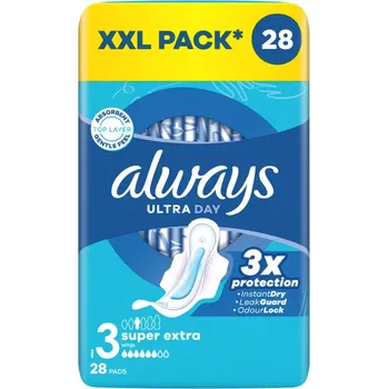 Menstruační vložka Always Hygienické vložky Ultra Day Super Extra s křidélky vel. 3 28 ks 28 ks