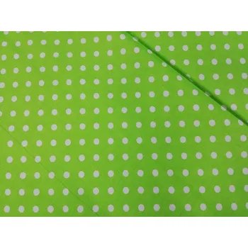 Bavlněná česká látka šíře 160cm - bílý puntík 12mm na sv. zelené (50cm)