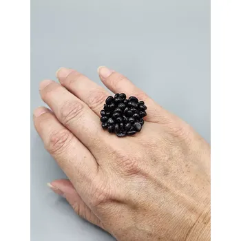 Prsten Prsten černý Turmalín kulatý velký