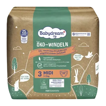 Plenkové kalhoty Babydream Ekologické pleny Midi, 5–9 kg, vel. 3 32 ks