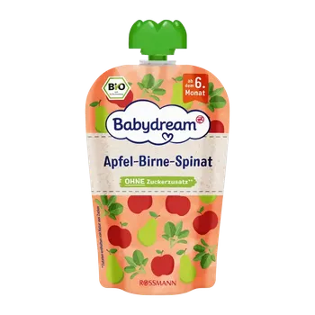 Babydream BIO ovocný příkrm jablko, hruška a špenát 100 g