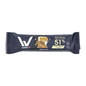WellMix Proteinová tyčinka v bílé čokoládě s křupinkami a příchutí karamelu 50 g