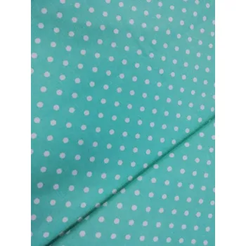 Bavlněná česká látka šíře 160cm - bílý puntík 7mm na tyrkysové (50cm)