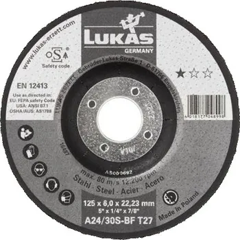 Příslušenství k nářadí LUKAS Brusné kotouče T27 115x6,0x22,23 A24/30S-BF Steel, AS000667V9802