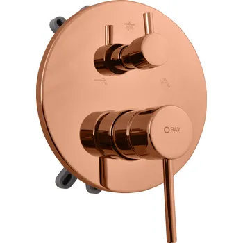 Vodovodní baterie SEINA - Vanová/Sprchová baterie podomítková 3-cestná s tělesem a s boxem, Zlatá růžová - kartáčovaná SE987BOXZRK, RAV Slezák